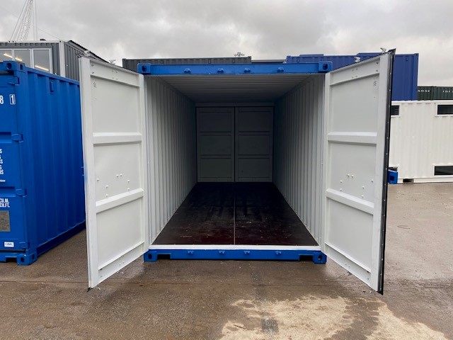 Shipping container with both doors open