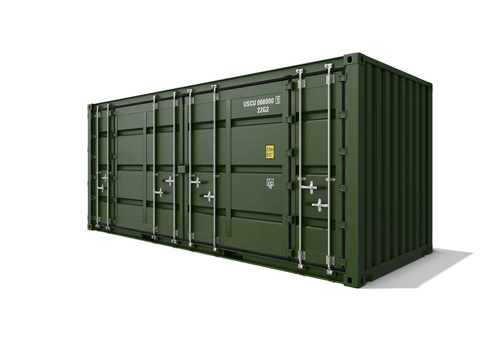green side opening shipping container
