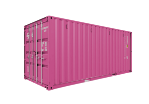 painted pink shipping container