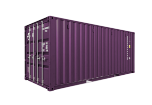painted purple shipping container