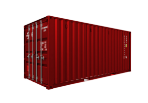 painted red shipping container