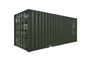 painted green shipping container