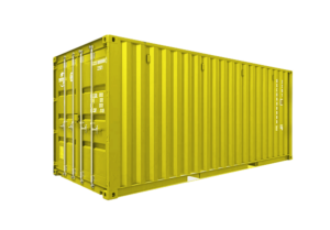 painted yellow shipping container