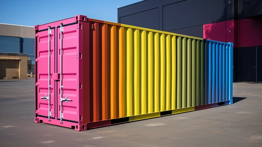 rainbow painted shipping container