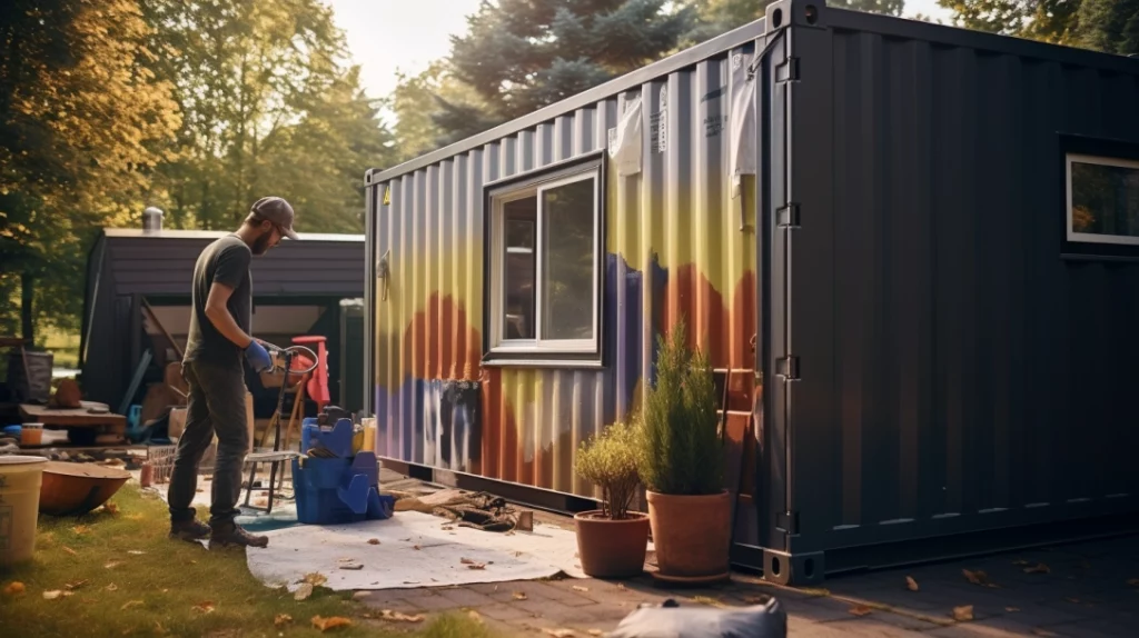 artistic painting of a shipping container