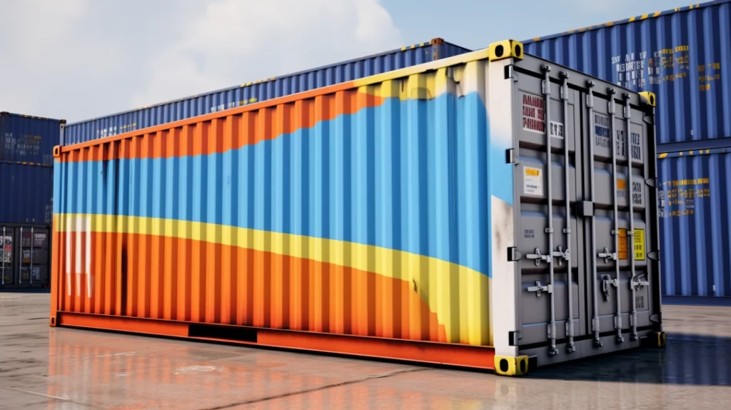 multi colour painted shipping container
