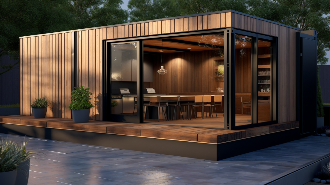 wood cladded shipping container
