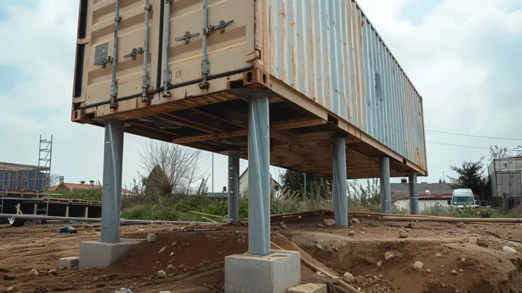 pier foundation for shipping container