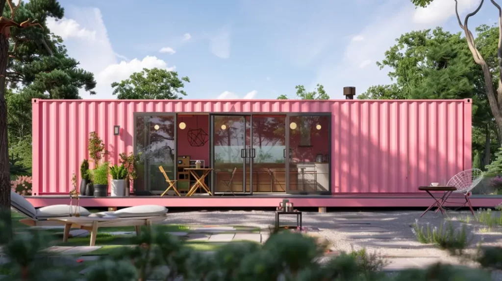pink shipping container home