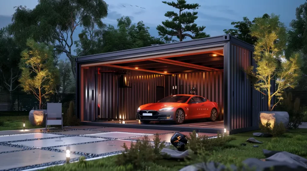 open sided shipping container garage