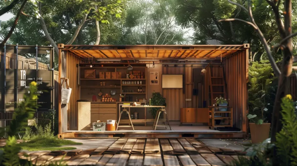 shipping container carpentry workshop