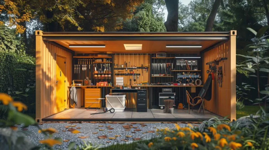 shipping container home repair workshop