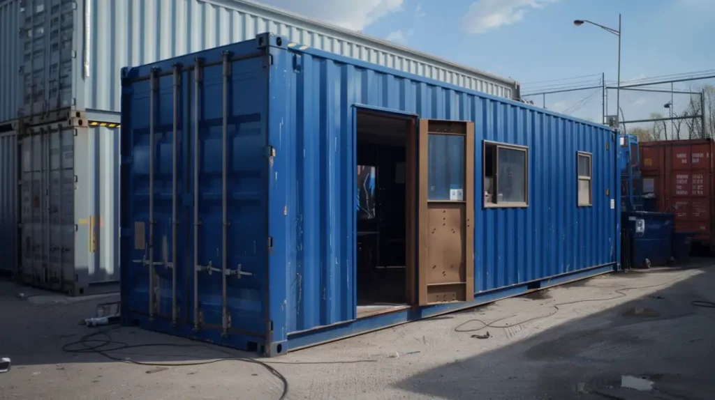 shipping container sandblasting workshop
