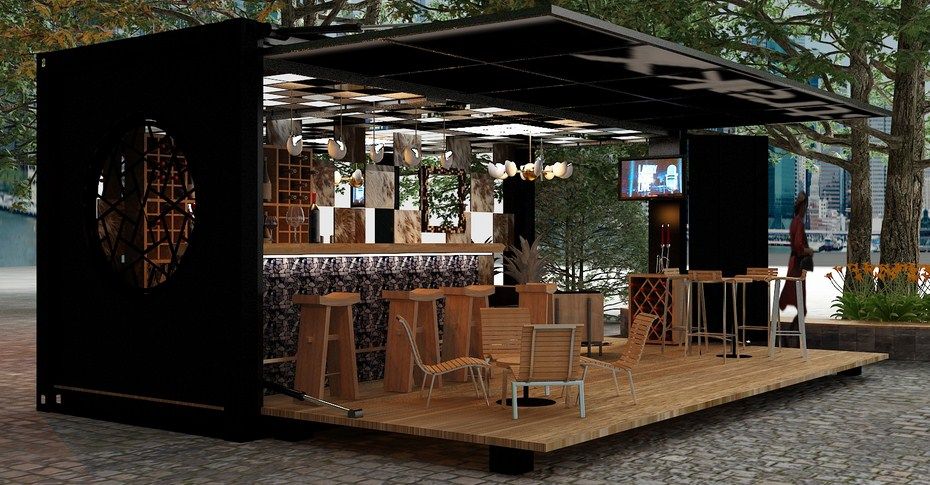 shipping container converted into bar