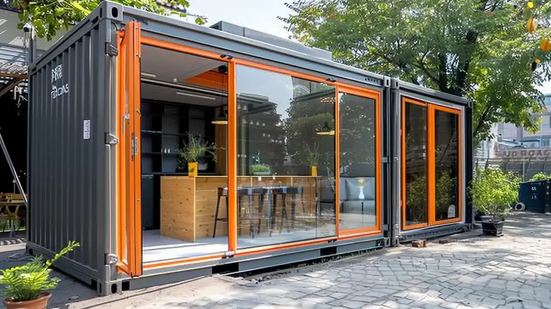 connected shipping containers into living space