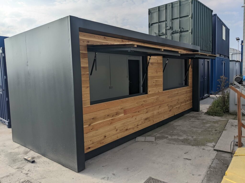 shipping container converted into a retail space