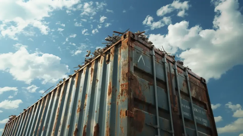 slightly rusty shipping container