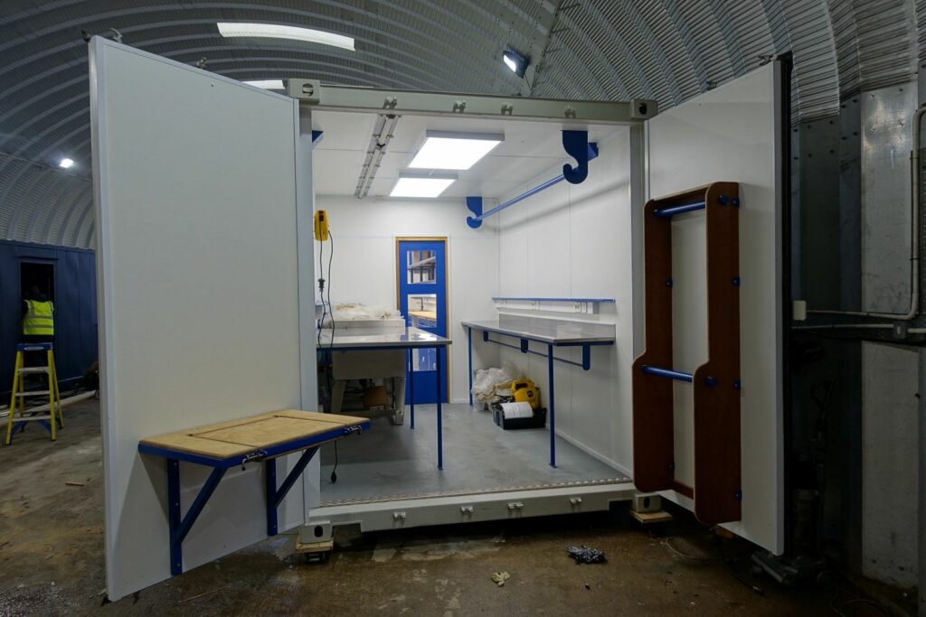 shipping container converted into workshop