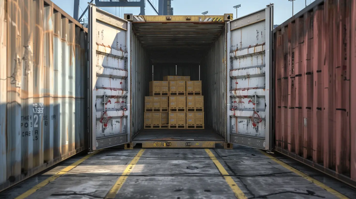 shipping container loaded with boxes