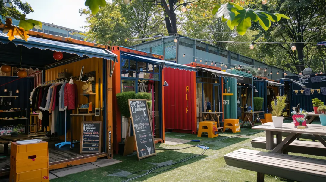 shipping containers converted into pop-up shops