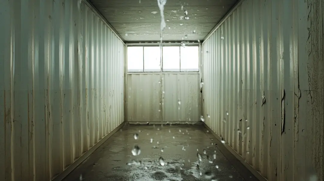 inside of a shipping container affect by damp
