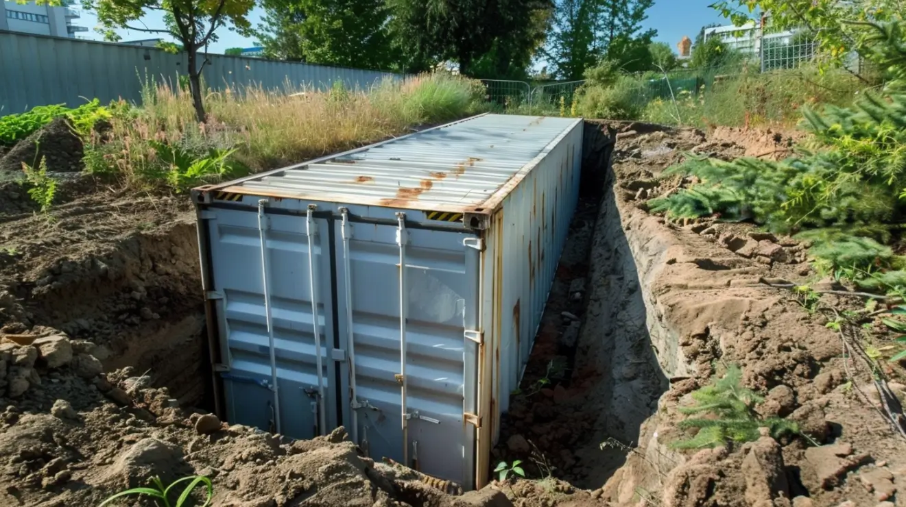 Buried shipping container