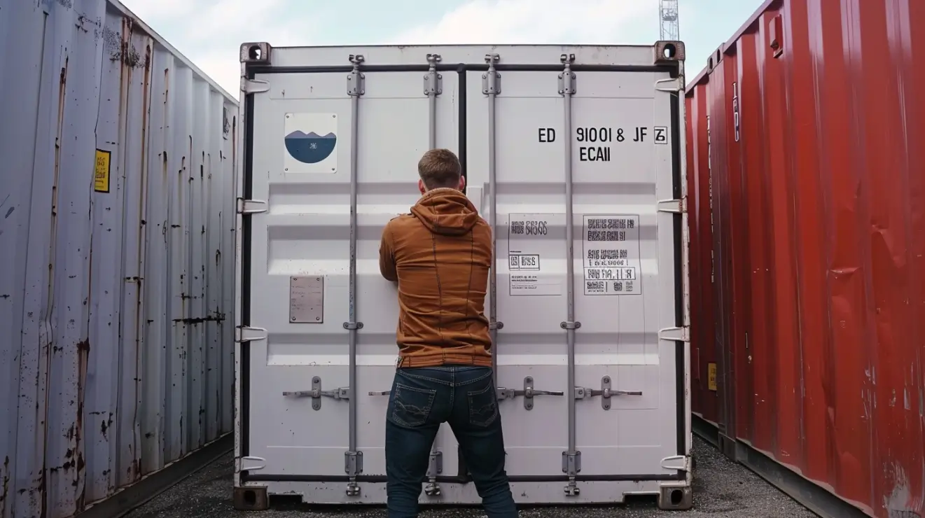 Person opening a shipping container