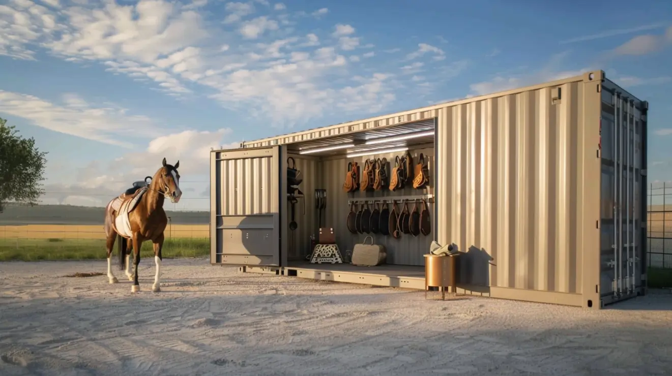 Shipping container tack room