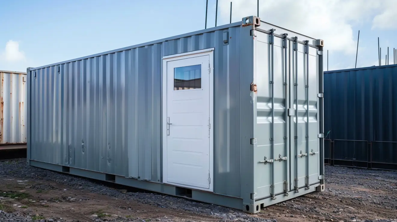 Shipping container with an installed door